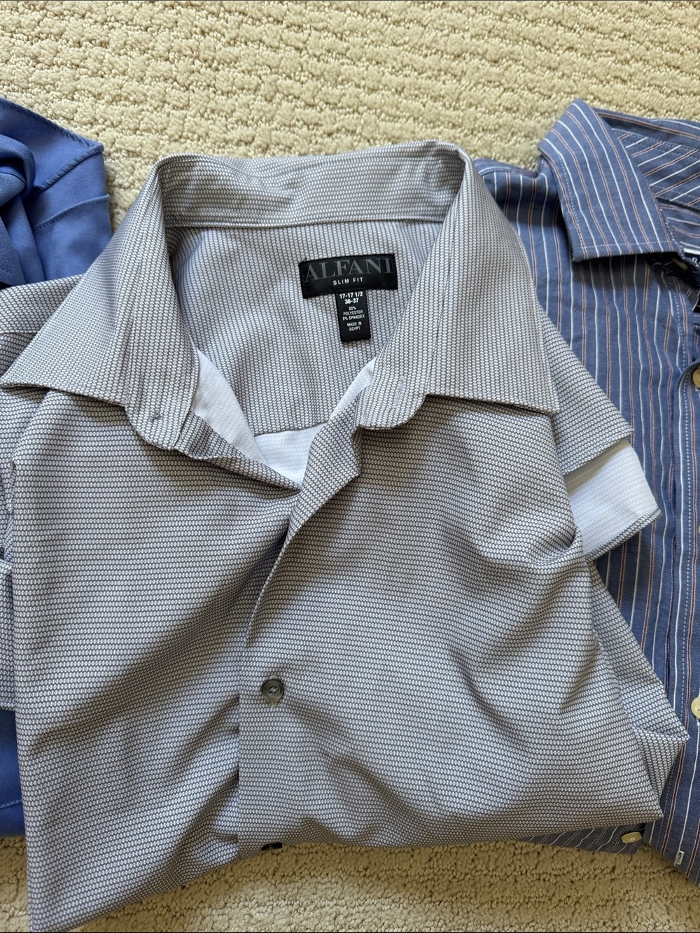 Alfani Men's Blue, Light Blue & Navy Striped Dress Shirt Set Lot of 3 - Picture 4 of 7